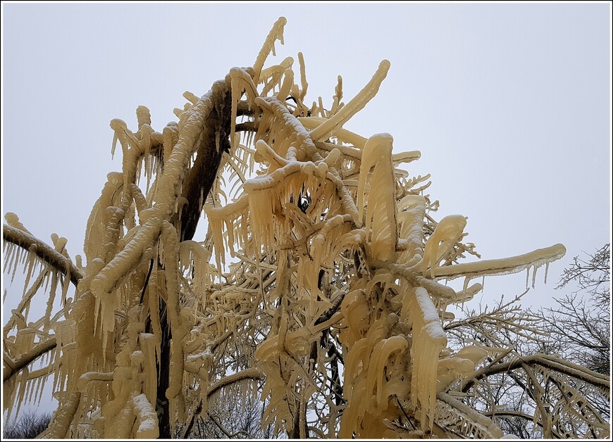 Причудливые ледяные скульптуры на водопаде Валасте