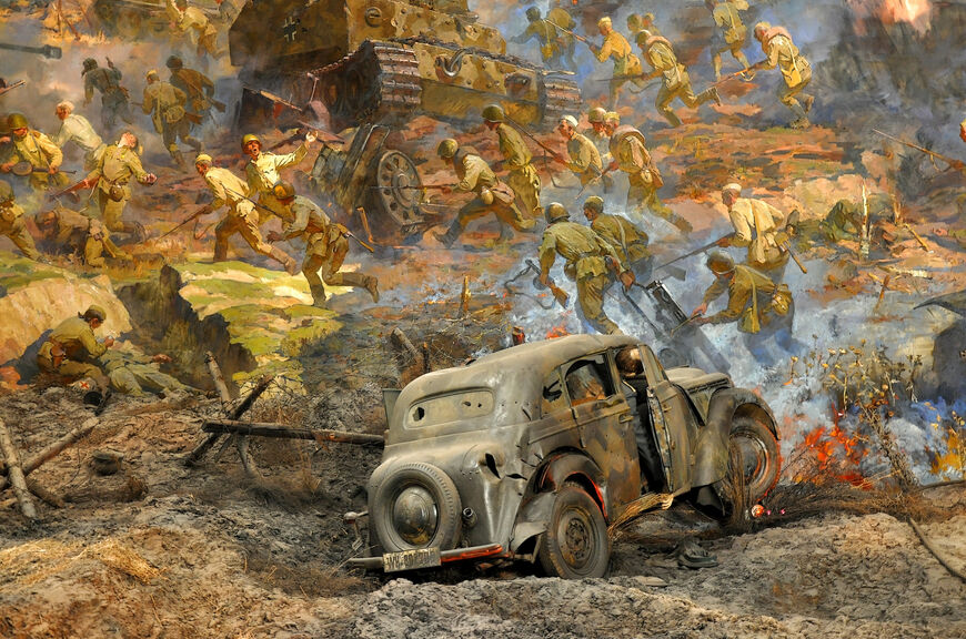 Фрагмент диорамы танкового сражения под Прохоровкой