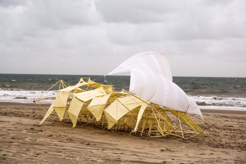 «Пляжные звери»: нидерландский художник оживляет скелеты из трубок с помощью ветра