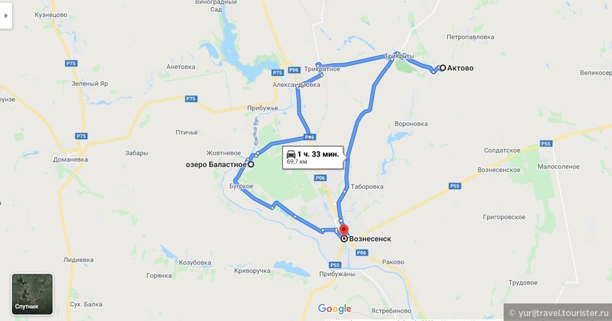 Карта достопримечательностей в районе города Вознесенск