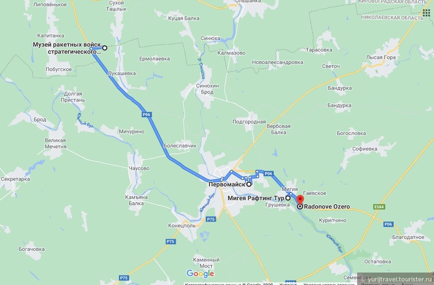 Карта достопримечательностей в районе города Первомайск