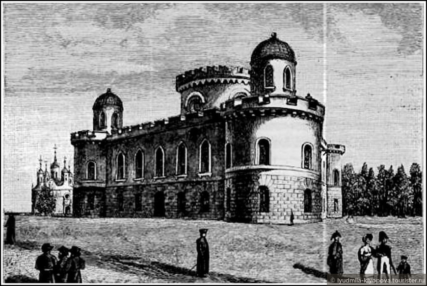 Чесменский замок с церковью. Гравюра