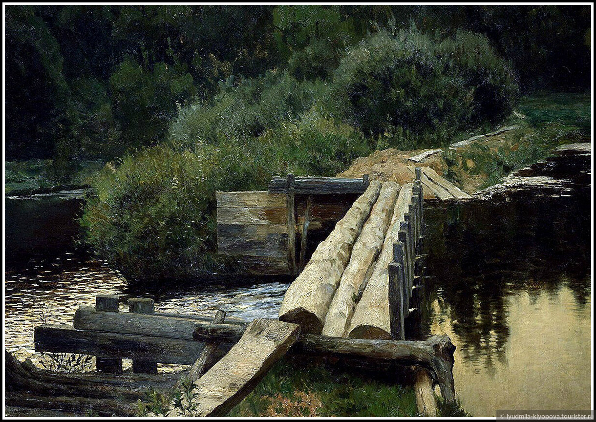 Рассказ через реку. Левитан у омута 1892. Картина Исаака Левитана у омута.