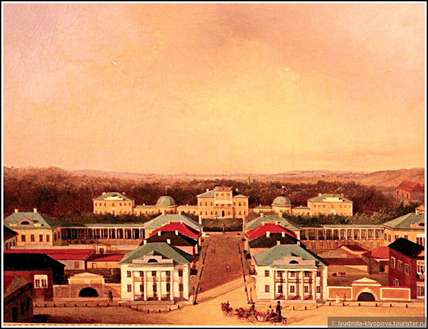 Куракин А.Б. Вид главного дома и городка, выполненный с башни готического замка, 1839—1840 гг.