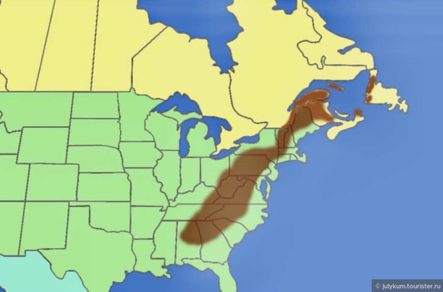 Аппалачи на карте США