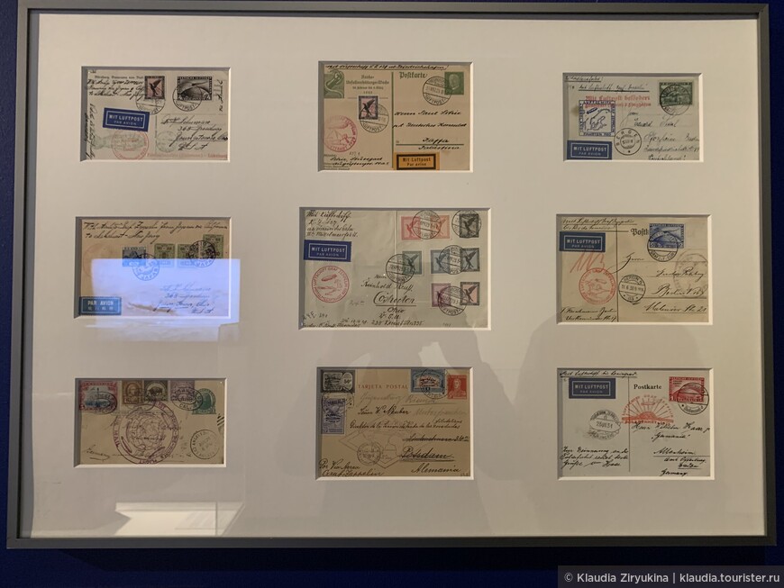 Почтовые марки и карточки, посвященные различным полетам дирижаблей. 