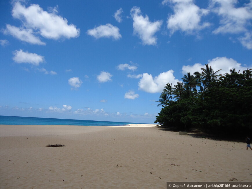 Один из лучших пляжей Тихого океана — пляж Сансет-бич возле Гонолулу на Гавайях