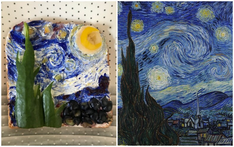 Картины известных художников из ветчины и сыра: пользователи поделились фото бутербродов, которые они приготовили на завтрак, — и это настоящая фуд-галерея