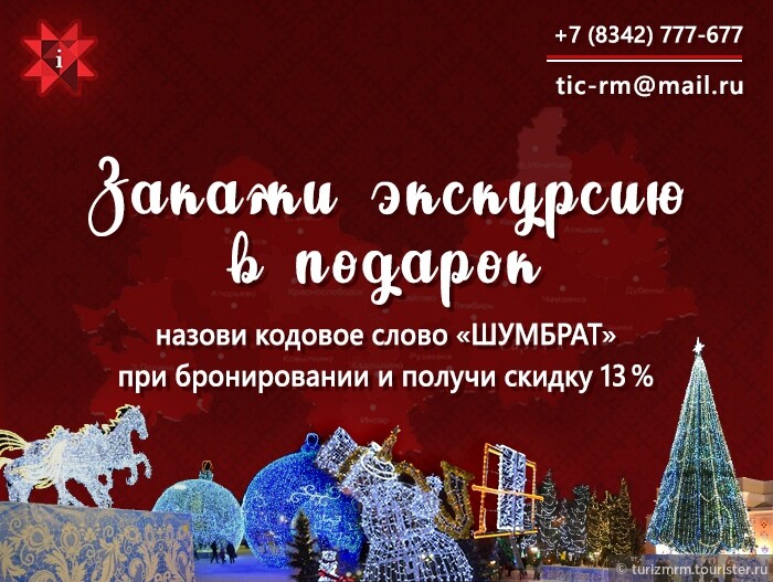 Закажи экскурсию по новогоднему Саранску со скидкой 13 %