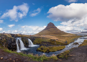 Гора Kirkjufell и водопад Grundarfjörður