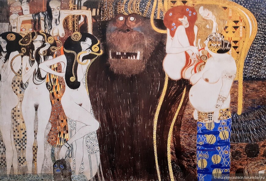 Густав Климт Бетховенский фриз, враждебные силы, 1902 г.