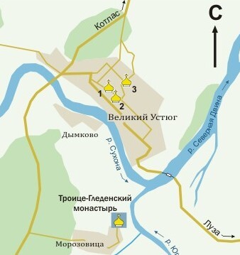 Карта 1. Расположение Троице-Гледенского монастыря
