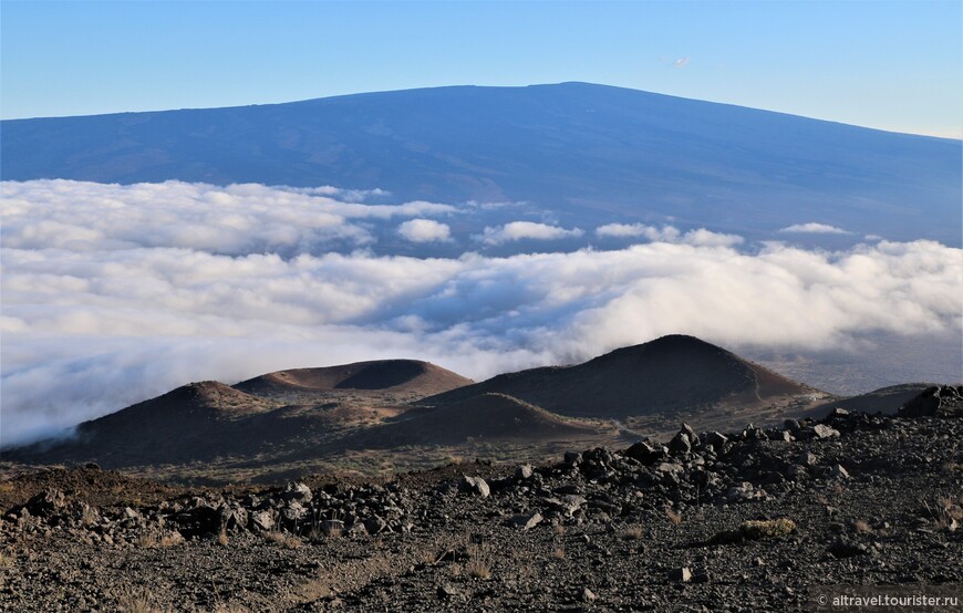 Фото 23-24. «Лунные пейзажи» Мауна Кеа. На заднем плане – Мауна Лоа