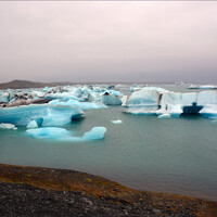 И последняя наша остановка в тот день - на берегу лагуны айсбергов Jökulsárlón Floating Icebergs. 