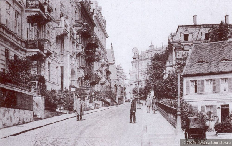 Отель «Koning von England» в Карлсбаде (на фото последний справа), в котором проживала 
баронесса Вревская Ю.П. летом 1875 г. 
