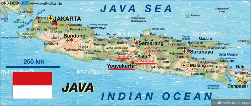 Карта 1. Остров Ява и справа - Бали