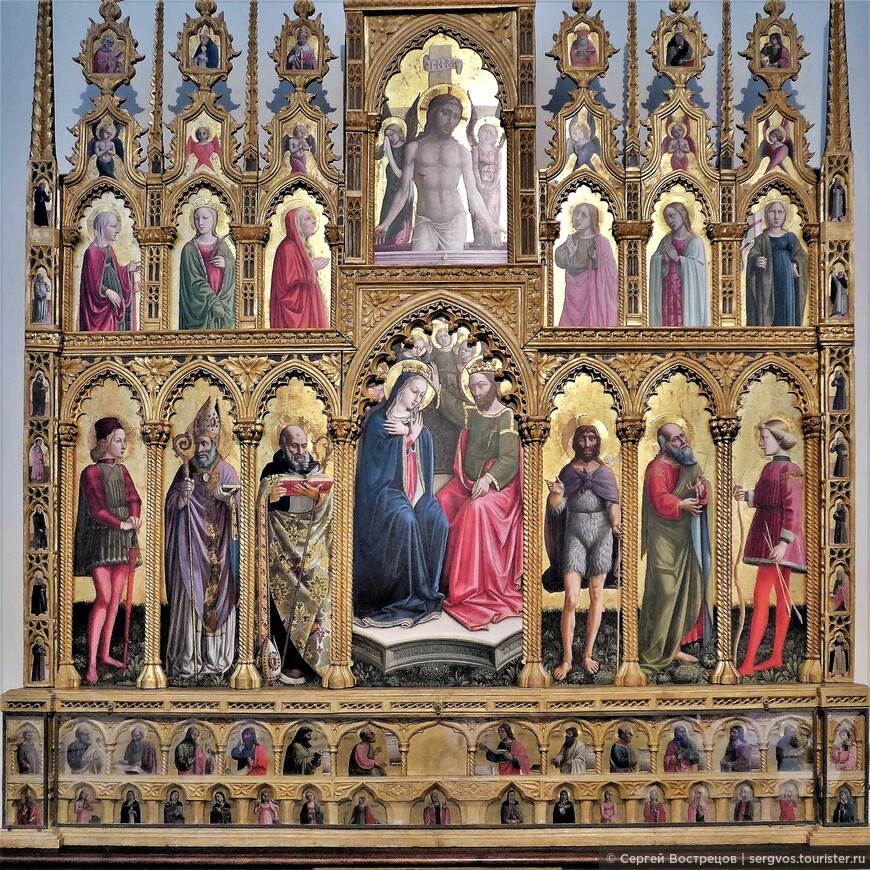 Никколо Алунно (1430-1502). Полиптих «Коронация Богородицы, Осаждение Христа и святых» (полиптих Монтельпаро), 1466. 