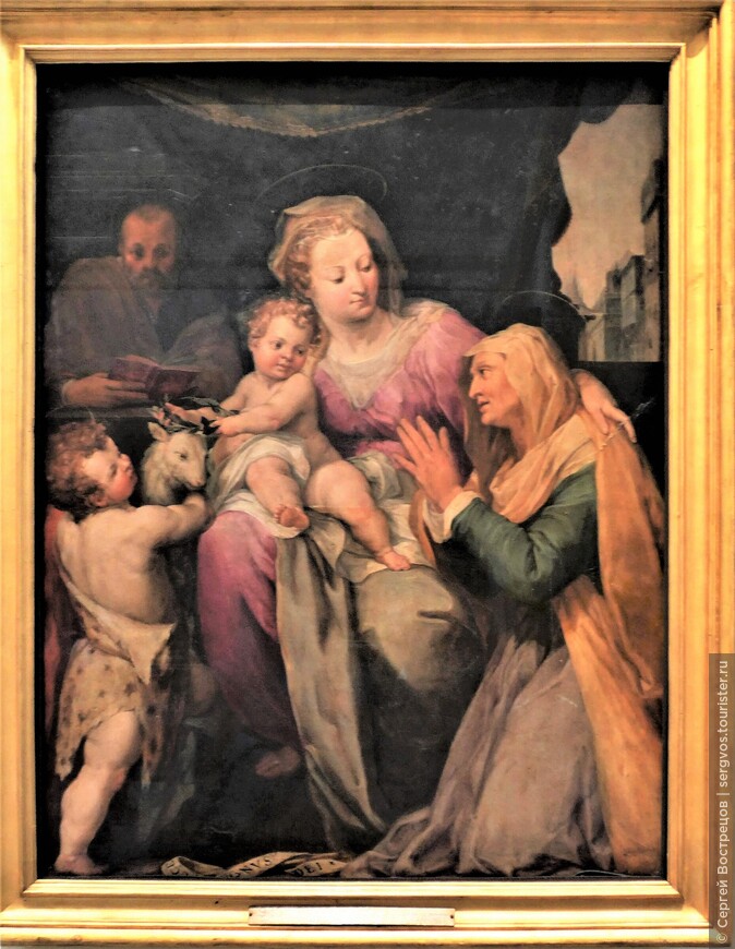 Питер де Вит (1548-1628). Святое семейство со Св. Елизаветой и маленьким Иоанном Крестителем. На табличке подлинника картины упоминается не Св. Елизавета, а Св. Анна.