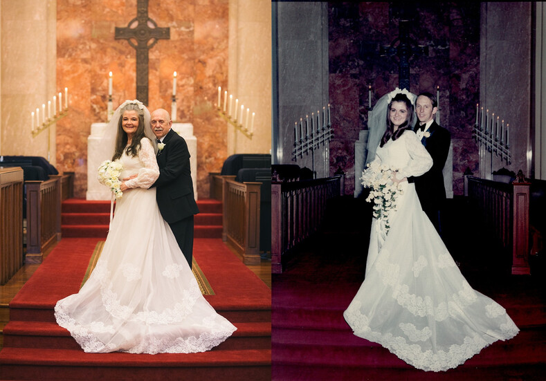 Пара повторила свадебные фото, сделанные полвека назад: 9 прекрасных снимков с разницей в 50 лет, доказывающих, что у любви нет срока годности