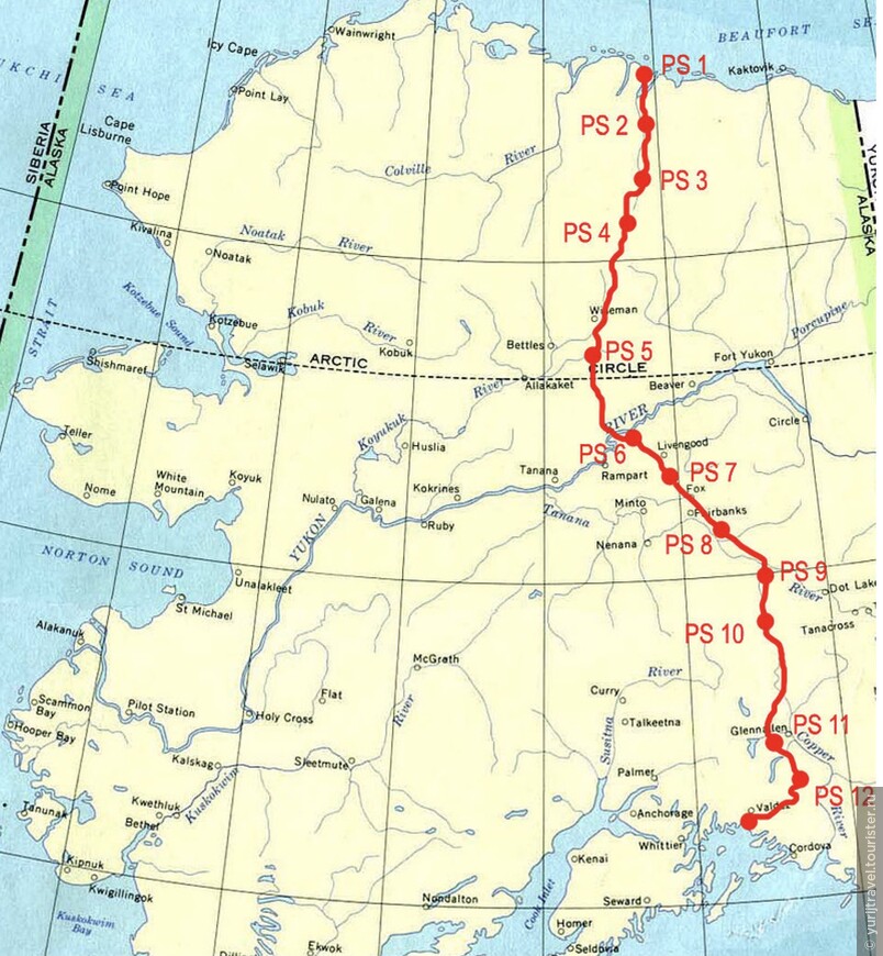 Карта Трансаляскинского нефтепровода