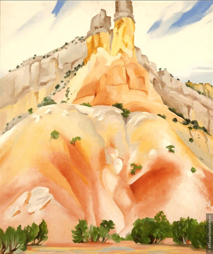 Фото 39-40.  Georgia O'Keeffe Скала « Дымовая труба» (The Cliff Chimneys) и ее аналог в природе