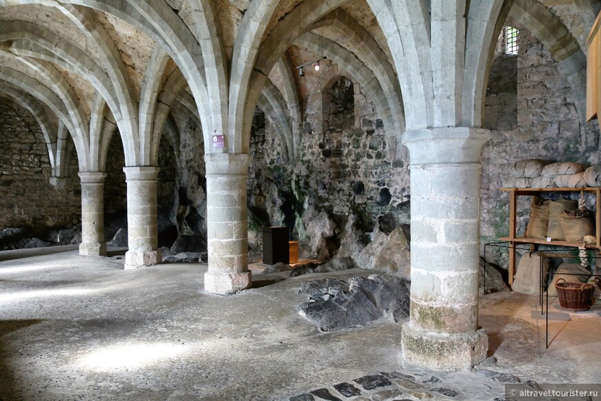 Фото 6. Подземелье Шильонского замка, где держали Бонивара. Он был прикован к столбу с цифрой 6.
