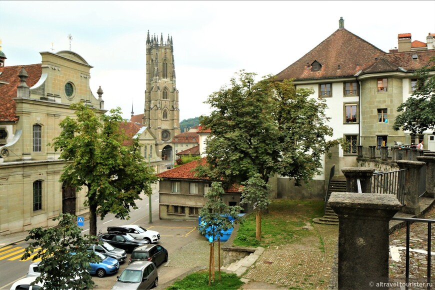 Фото 3. Францисканская церковь (слева за деревом), впереди - башня собора.

