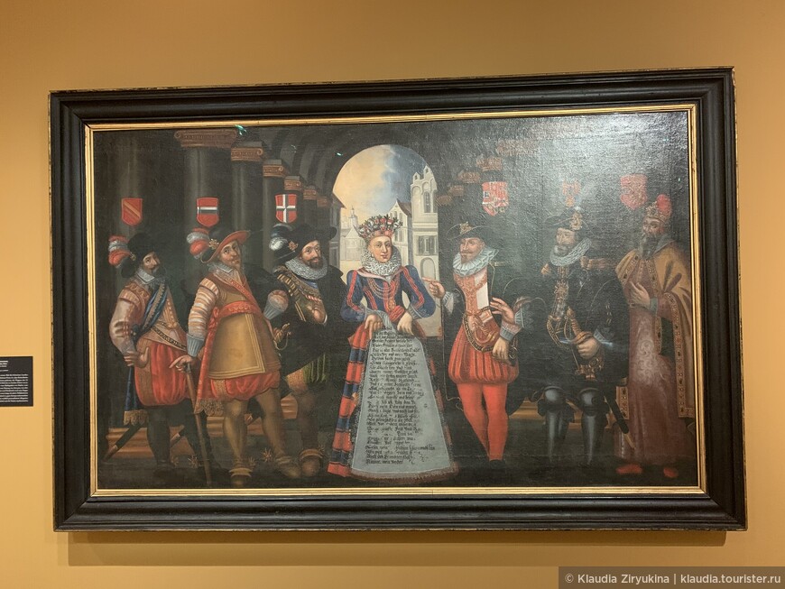 Картина Чудо Швейцарии, самая дорогая свобода, высшее украшение, автор неизвестен, около 1612 года. Цюрих, холст. На этой картине впервые изображена швейцарская покровительница Гельвеция в персонифицированном виде. В Старом костюме целомудрия она несет гербы 13 старых городов в своей короне. С двух сторон три европейских принца: Маркграф Баденский, эрцгерцог Австрийский, герцог Савойский, два короля Испании и Франции и дож Венеции. 