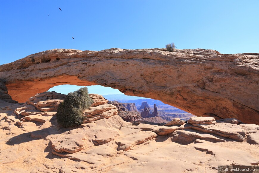 Фото 17. Mesa Arch вблизи, скала Прачка видна в проёме