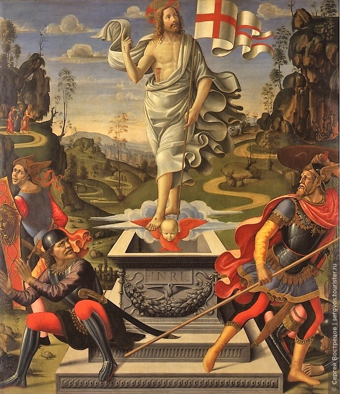 «Воскресение». Центральная тыльная панель первоначального алтаря Торнабуони. Domenico Ghirlandaio e bottega, 1490-98. Из Википедии