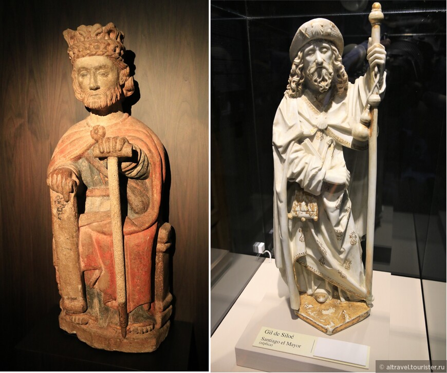 Св. Иаков-паломник. Из музея собора Св. Иакова в Сантьяго-де-Компостела (слева) и из музея Бургоса (справа)