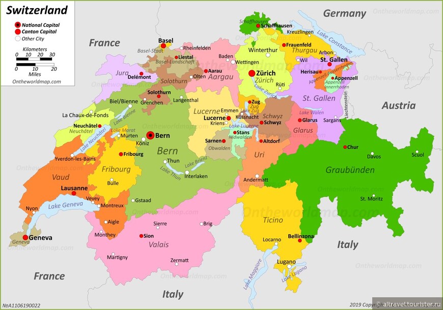 Карта 3. Кантоны Швейцарии