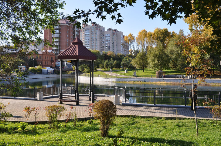 Городской пруд в парке Динамо