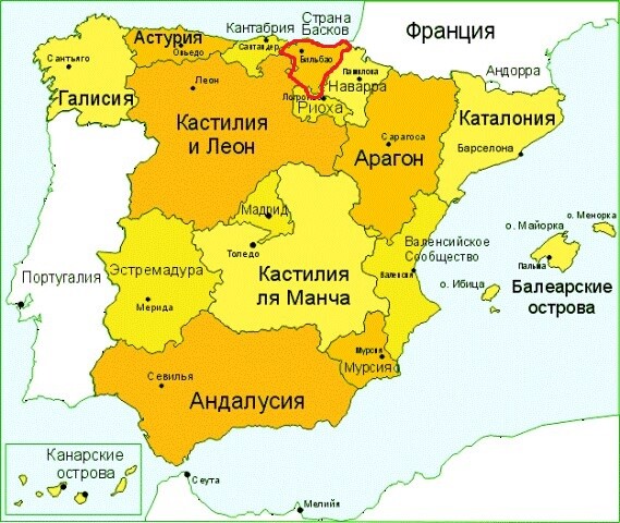Карта 1. Страна басков на карте Испании