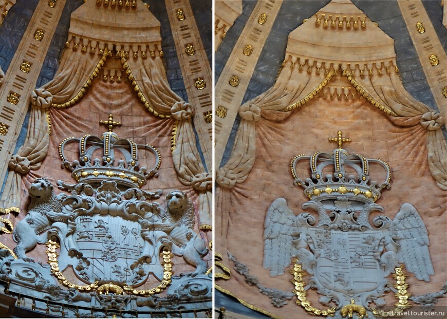 Купол Базилики с гербами королевских домов Габсбургов и Бурбонов.