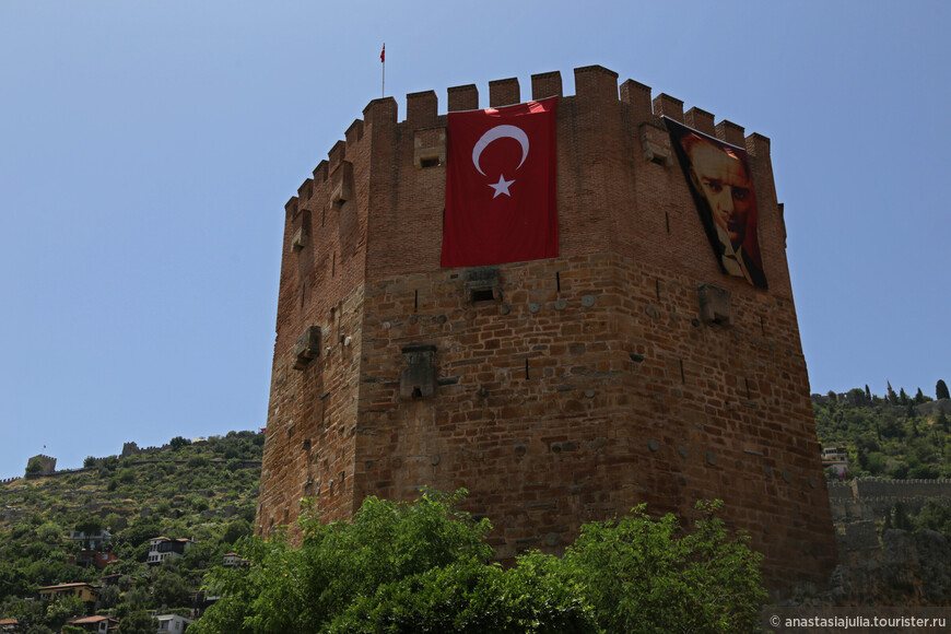 Символ с флага Алании: Красная башня у синего моря