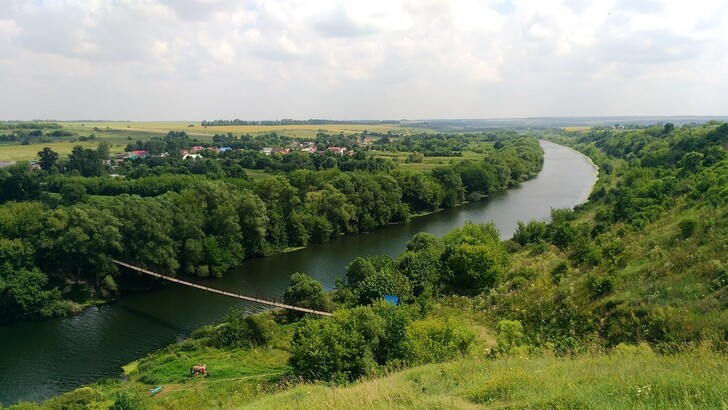 Подвесной мост между Волотово и Черепянь в Лебедянском районе