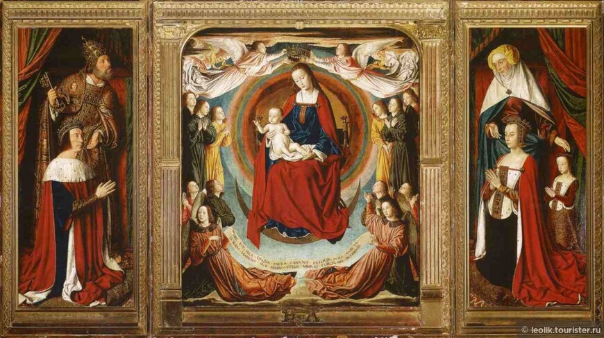 Примерно 1501 год. Триптих работы «Муленского мастера», хранящийся в сакристии капитула. Личность мастера долгое время оставалась неустановленной, и сейчас согласно преобладающей версии им был Жан Эй.