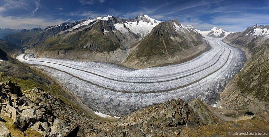 Панорамный снимок ледника в хорошую погоду (интернет)
