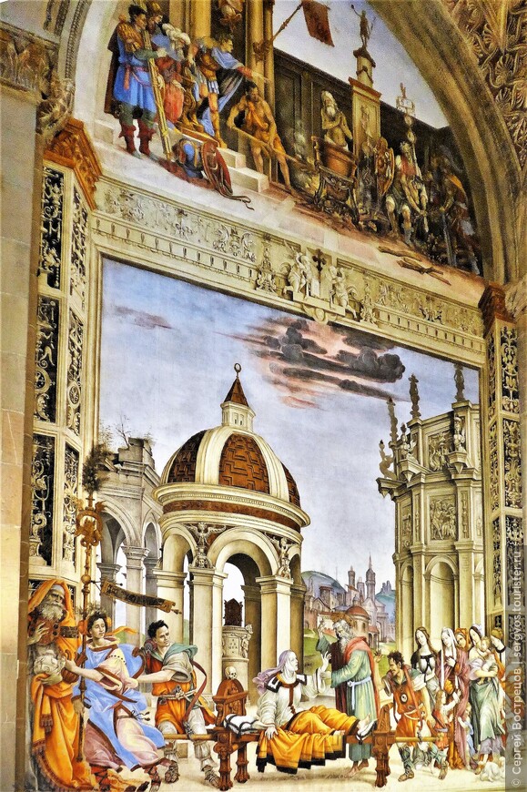 Фреска «Св. Иоанн воскрешает Друсиану» на левой стене капеллы Филиппо Строцци в церкви Санта-Мария-Новелла