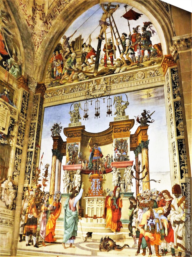 Фреска «Св. Филипп изгоняет дракона из храма Иераполиса» на правой стене капеллы Филиппо Строцци в церкви Санта-Мария-Новелла