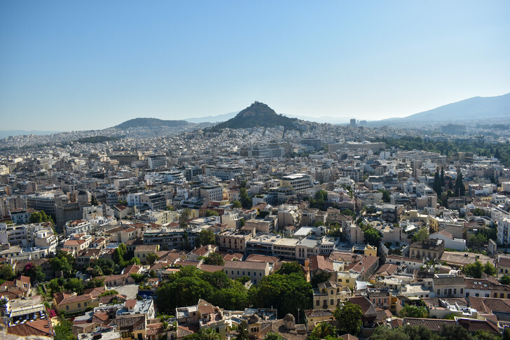 Вид на Афины с холма Акрополь