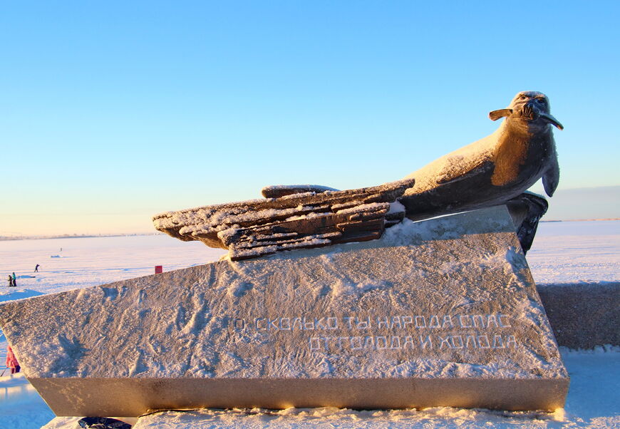 Памятник тюленю в Архангельске