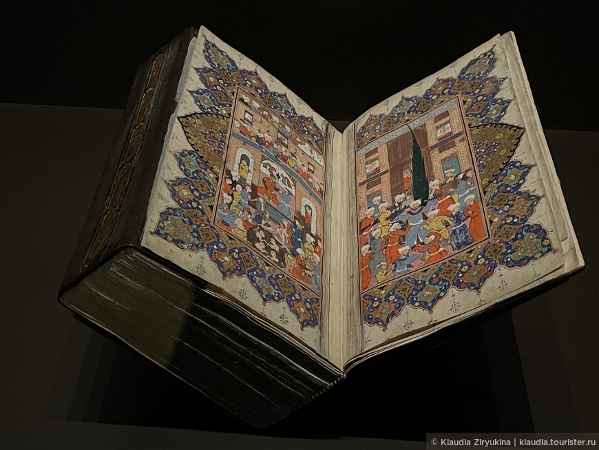 Перевод эпической поэмы Комана, сицилийские игры, эпизод из Анельда, с итальянского, Иран - Шираз, 1550 год, цветные чернила на бумаге, золотые блики.