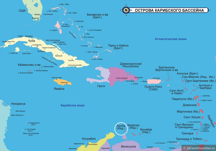Карта 1. Аруба в бассейне Карибского моря