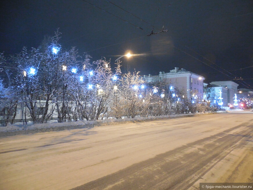 Мурманск. Один день в полярной ночи