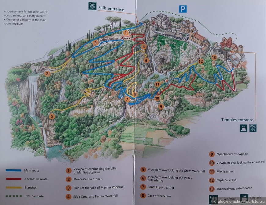 План этого обширного парка взят из брошюры Parco Villa Gregoriana