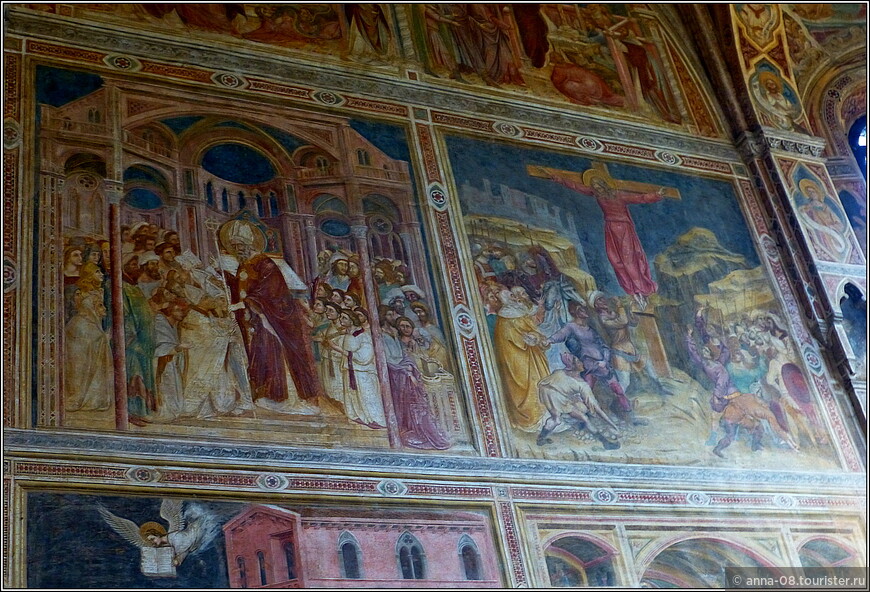 Встреча Святого Филиппа с епископами, справа:  Мученичество святого Филиппа на кресте. 