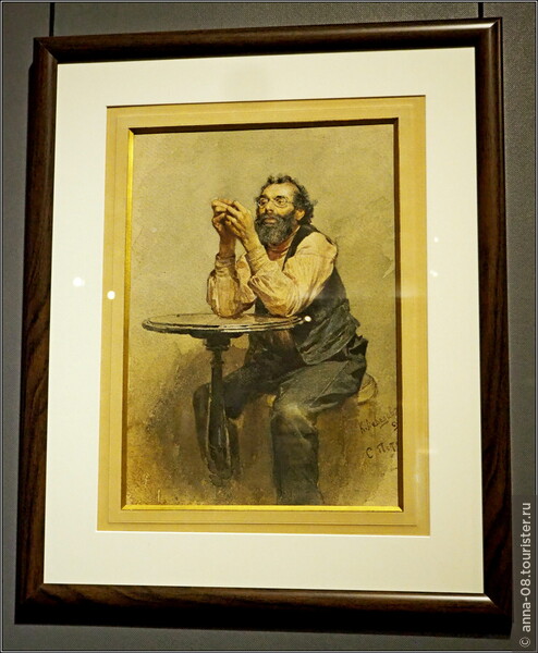 К.В. Лебедев (1852-1916) «Мужчина, вдевающий нитку в иголку» (1897)