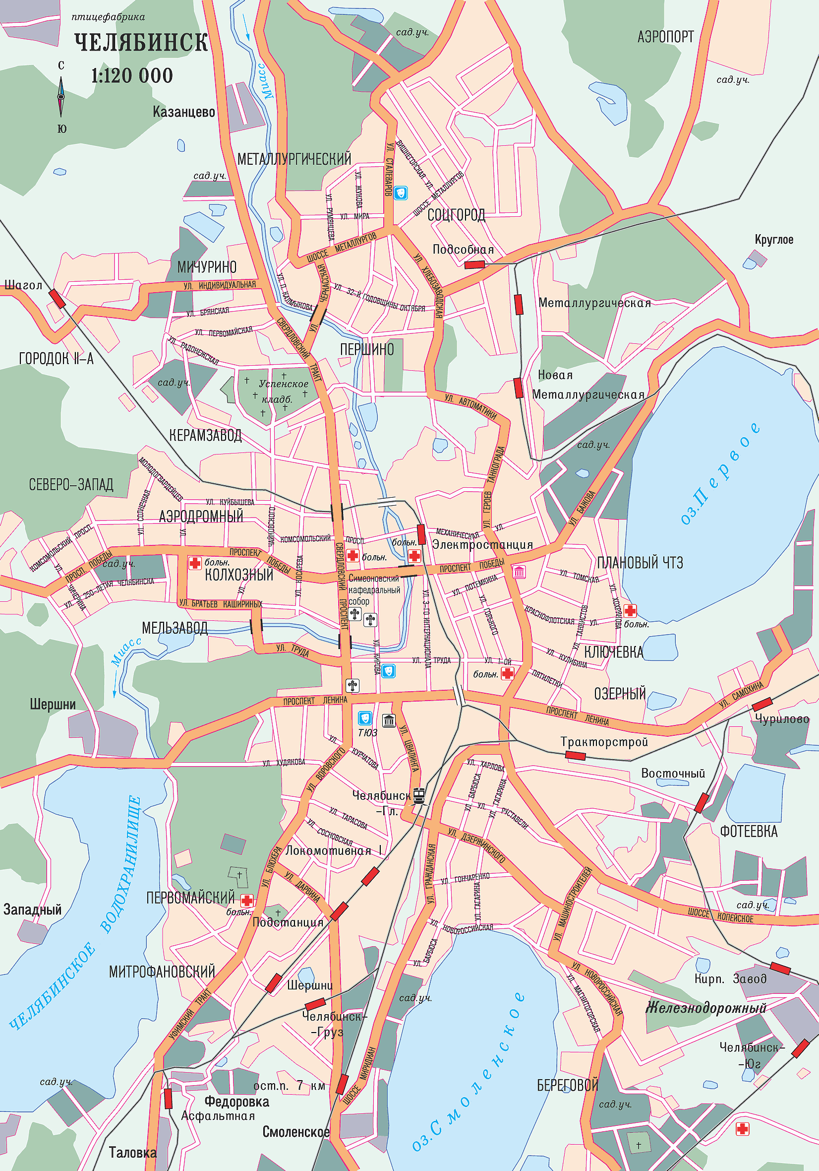 Челябинск карта города с улицами и номерами